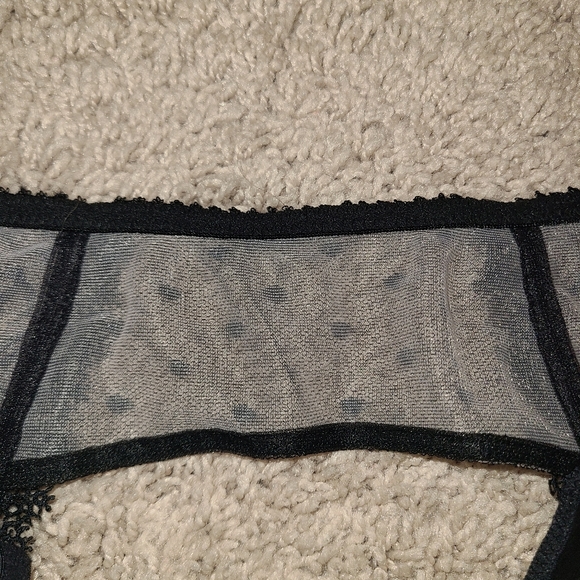 Felina Garter Belt Size S Sexy Swiss Dot Sheer Embroidered Mesh Lace Bows Clips - Picture 12 of 16